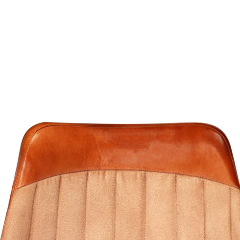 Swen Studio -  Dining Chairs 6 pcs Brown and Beige Real Leather and Canvas